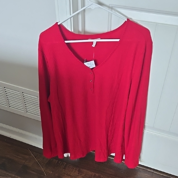 Maurices Red Long Sleeve Relaxed Blouse - Picture 1 of 2